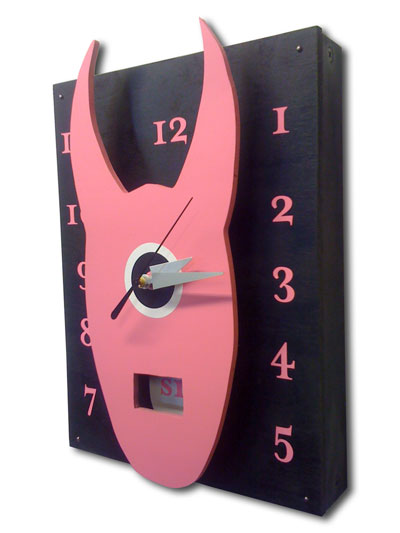 pink devil bull clock